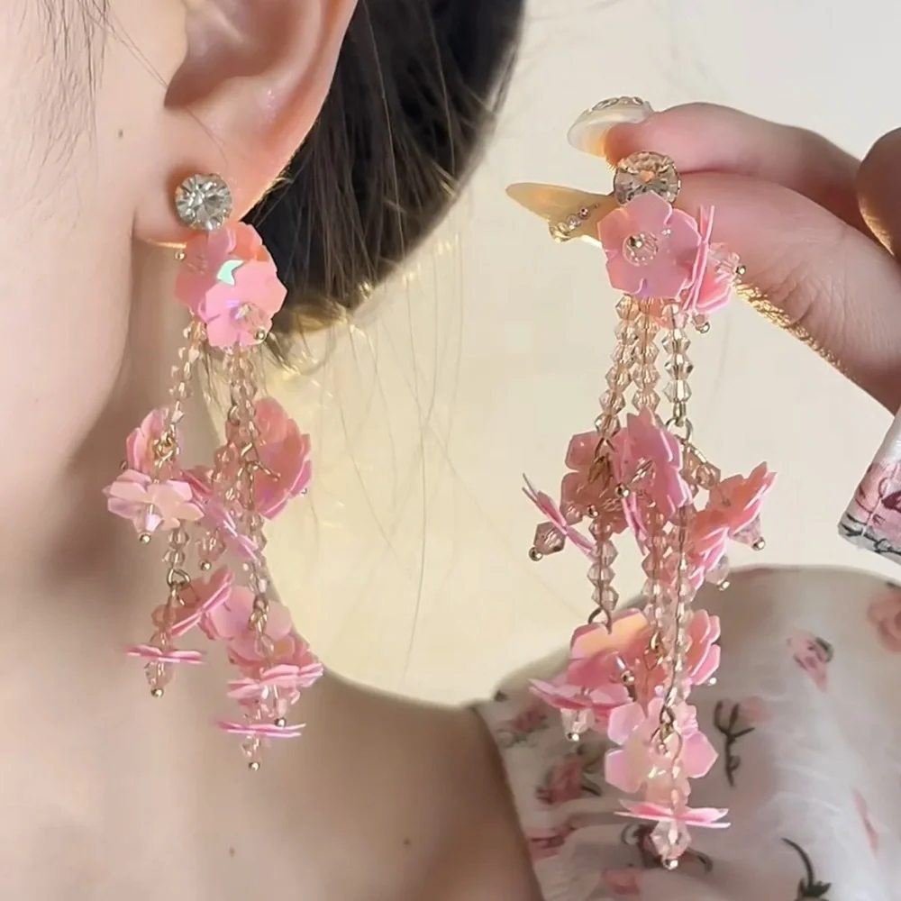 3/$20 Handmade Floral Pink Dangle Earrings